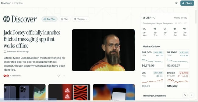 perplexity discover feed, personalized feed recommendations via perplexity